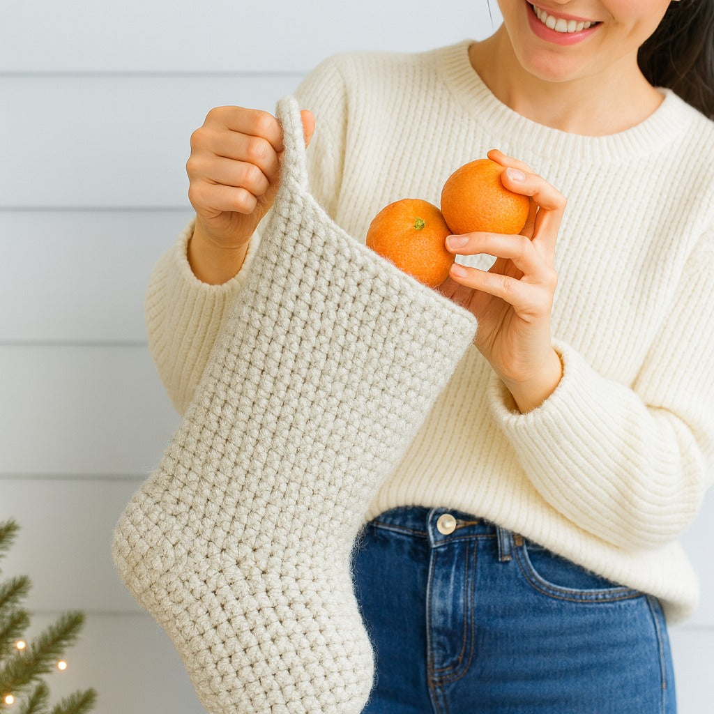 Christmas Stocking Crochet Pattern | Wheat Stitch PDF | Easy Modern Crochet