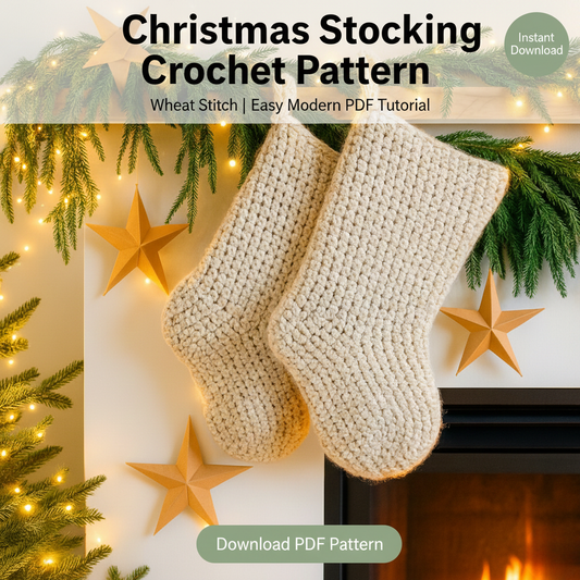 Christmas Stocking Crochet Pattern | Wheat Stitch PDF | Easy Modern Crochet