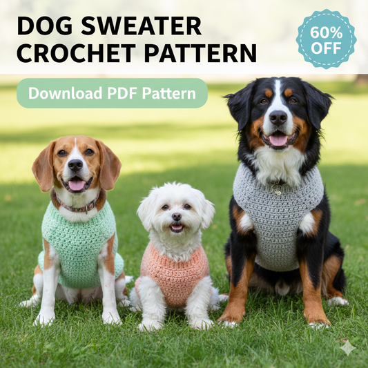 Crochet Dog Sweater Pattern PDF | Easy Color Block Dog Coat | Small to Large Sizes